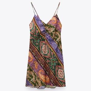 Zara boho printed satin effect dress